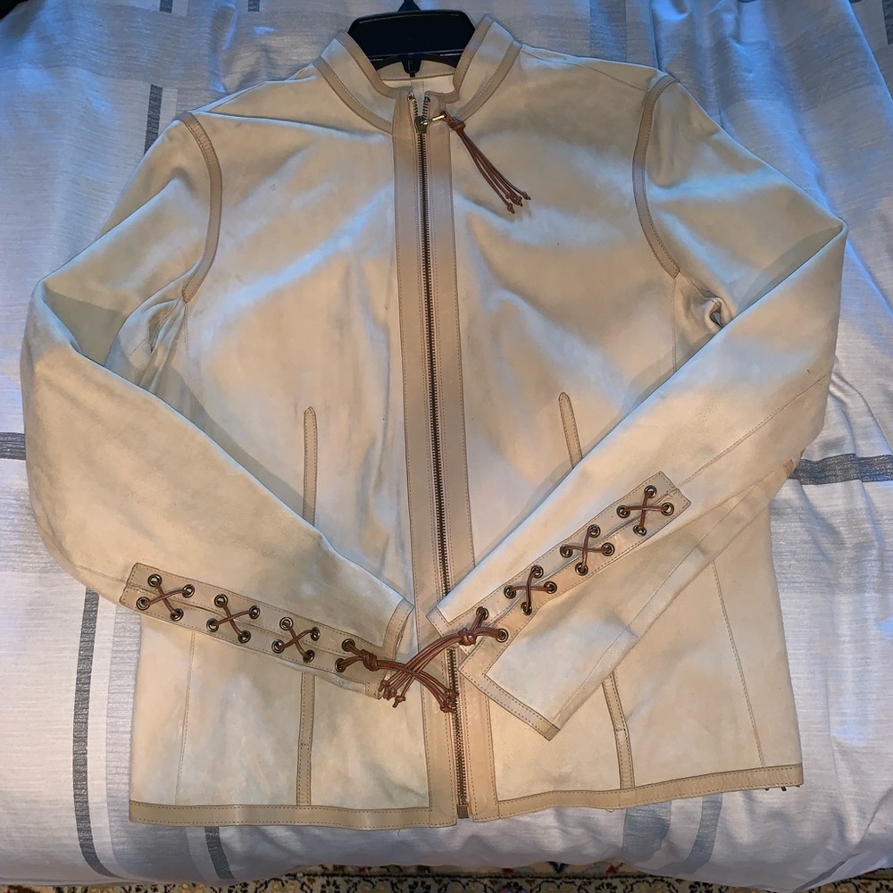 Italian suede and leather zip jacket